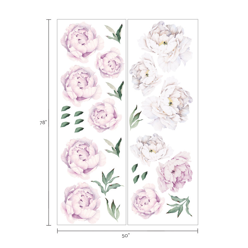 Adhésif décoratif pivoine Wanette, Lilas vintage