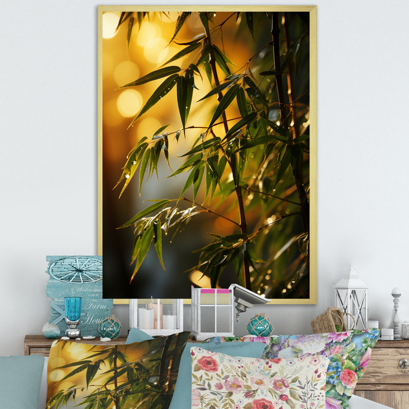 " Bamboo Sunset Photography I ", 44" H x 34" W x 1.5" D, Gold Picture Framed