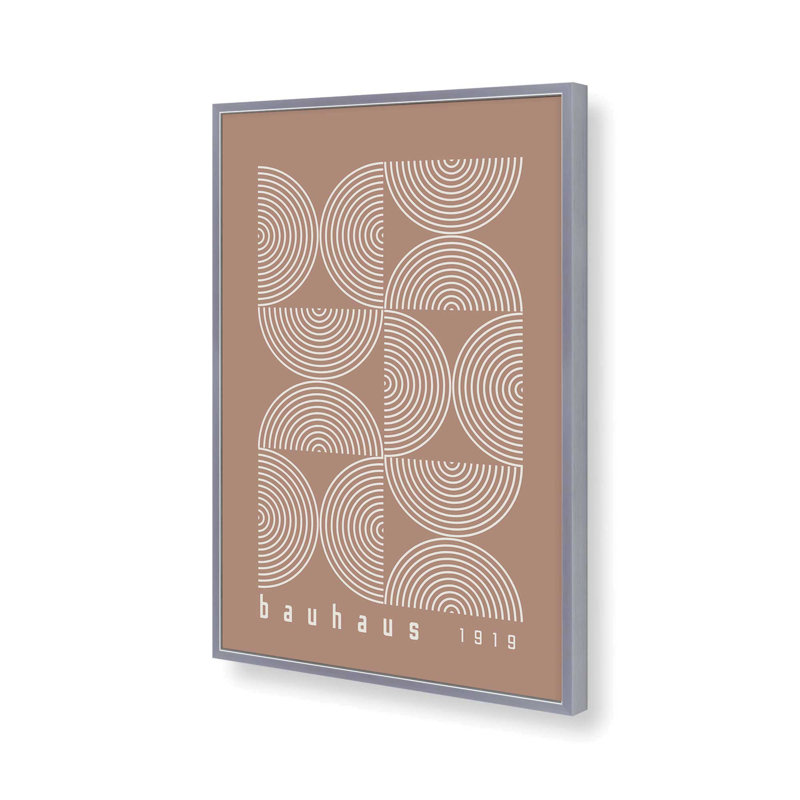 Affiche de composition brun Bauhaus II, Reproduction encadrée sans passe-partout, Chrome poli, H 25,25 po x l 19,25 po