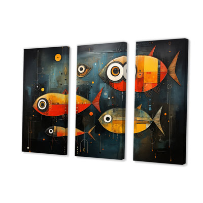 «Minimalisme poisson collages III» sur toile, reproduction de 3 pièces