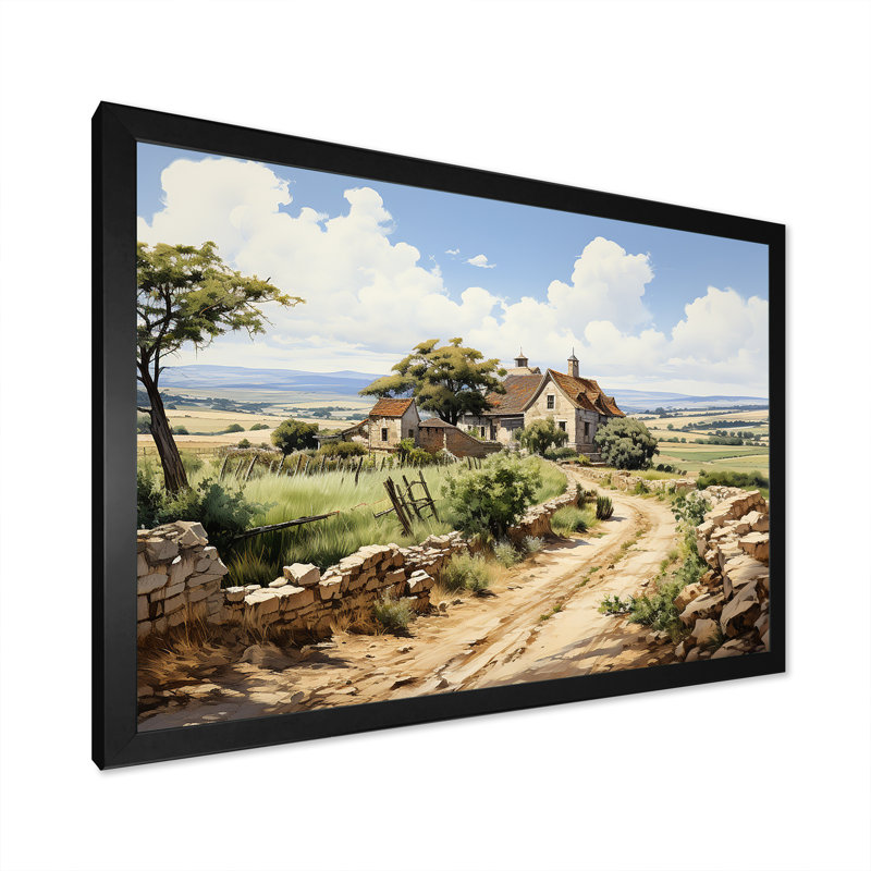 «Vineyard Scenery Landscape Beauty V», reproduction sur toile, Cadre simple noir, H 30 po x l 40 po x P 1,5 po
