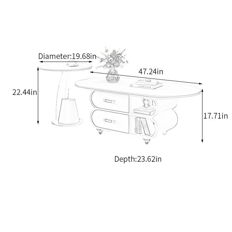 Kathy, 17.71" H x 47.24" L x 23.62" W, White