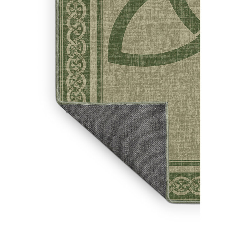 Soft Plush Eslinger St Patties Modern & Contemporary Abstract Area Rug in Brown – SageGreen Binding, 7x9