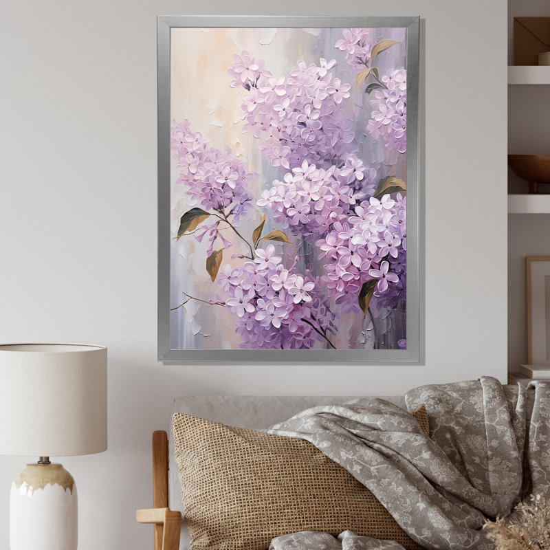 Blooming Lilac Melody, reproduction d'art sur toile, Cadre simple argenté, H 44 po x l 34 po x P 1,5 po