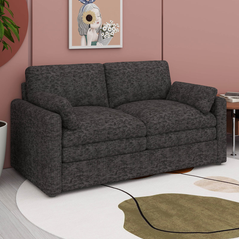 Canapé-lit modulaire convertible, canapé-lit 2 places à assise profonde en chenille avec coussins, Gris