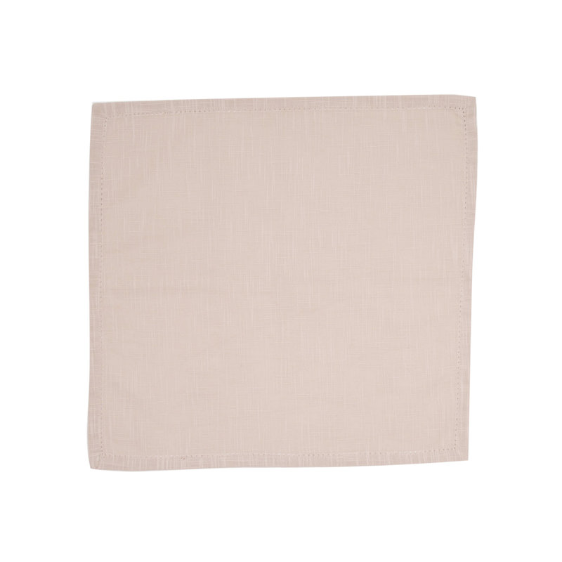 Hemstitch Solid Tan Glass Napkin Set of 6, Beige