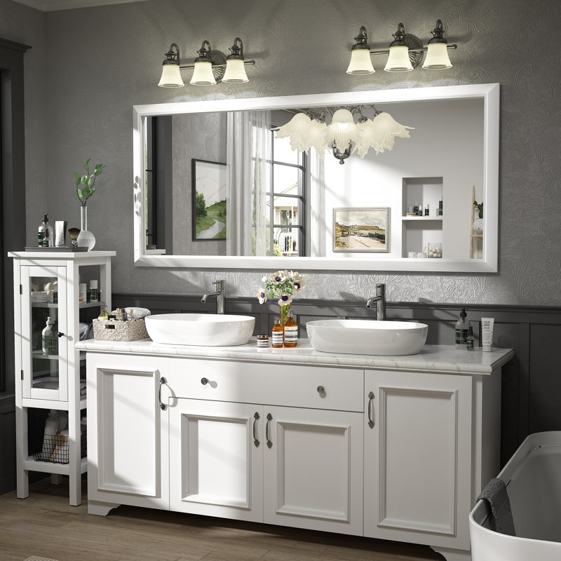 Miroir mural Amara, Blanc mat, 72 po x 32 po