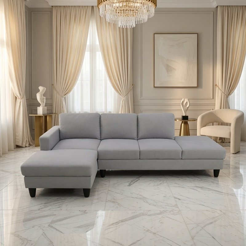 Canapé modulaire en L 101,5 po en tissu Calico avec méridienne gauche et repose-pieds 101,5 po