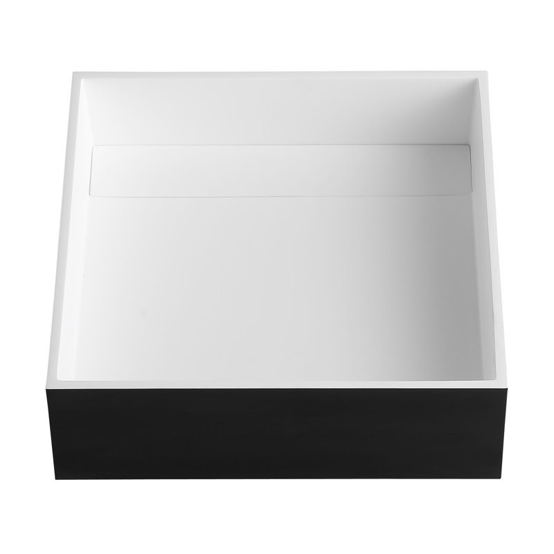 Black and White Square Resin Sink with Concealed Drain