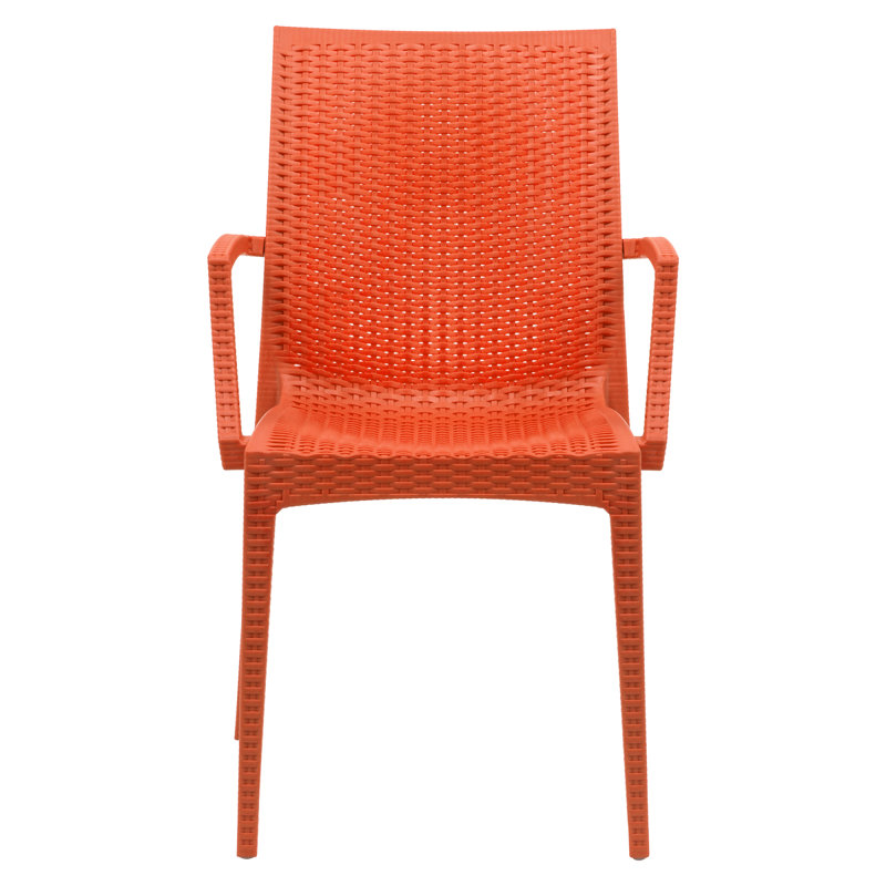 Mace No-Assembly Stackable Patio Armchair – Modern All-Weather Weave Dining Chair – Waterproof & Sturdy Polypropylene Seating for Garden & Balcony