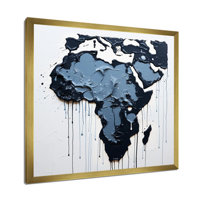 Black And Blue Modern African Map - Africa Canvas Art Print