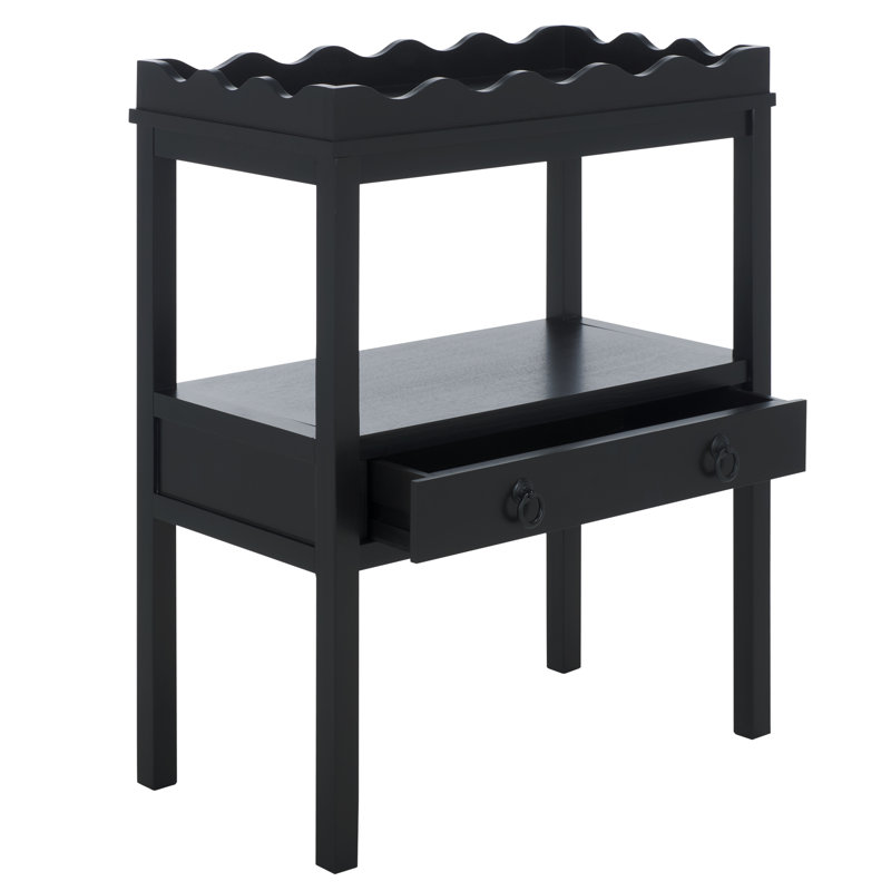 Table d'appoint rectangulaire Kirkley à 1 tiroir, Noir