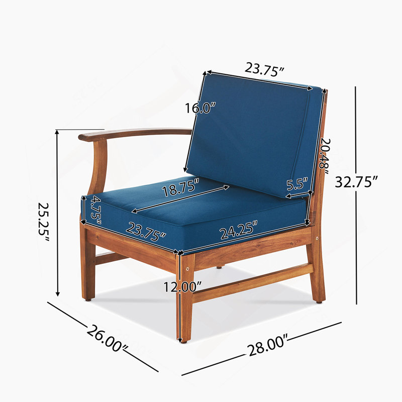 Fauteuil droit Perla, Bleu