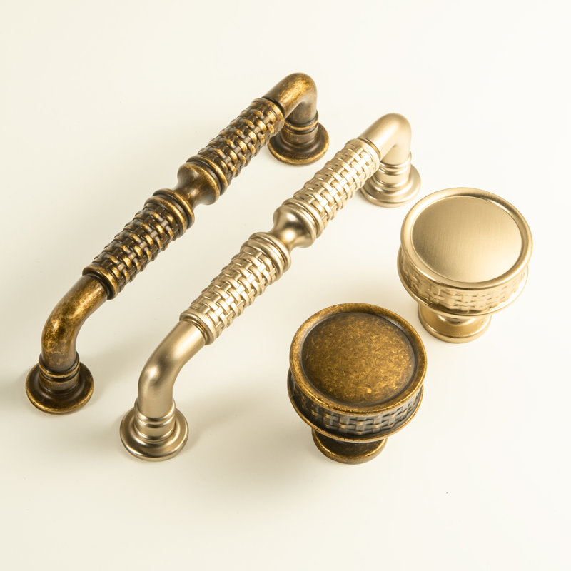 Poignée d'armoire rétro tressée, 3, Bronze champagne