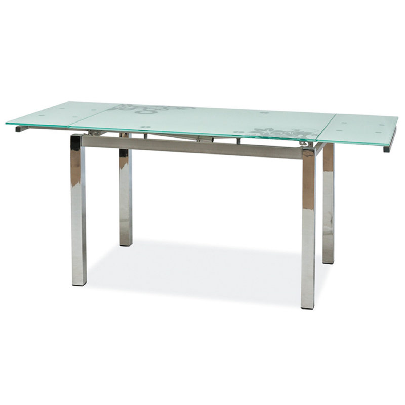 Isabeau Glass Top Metal Base Dining Table, White
