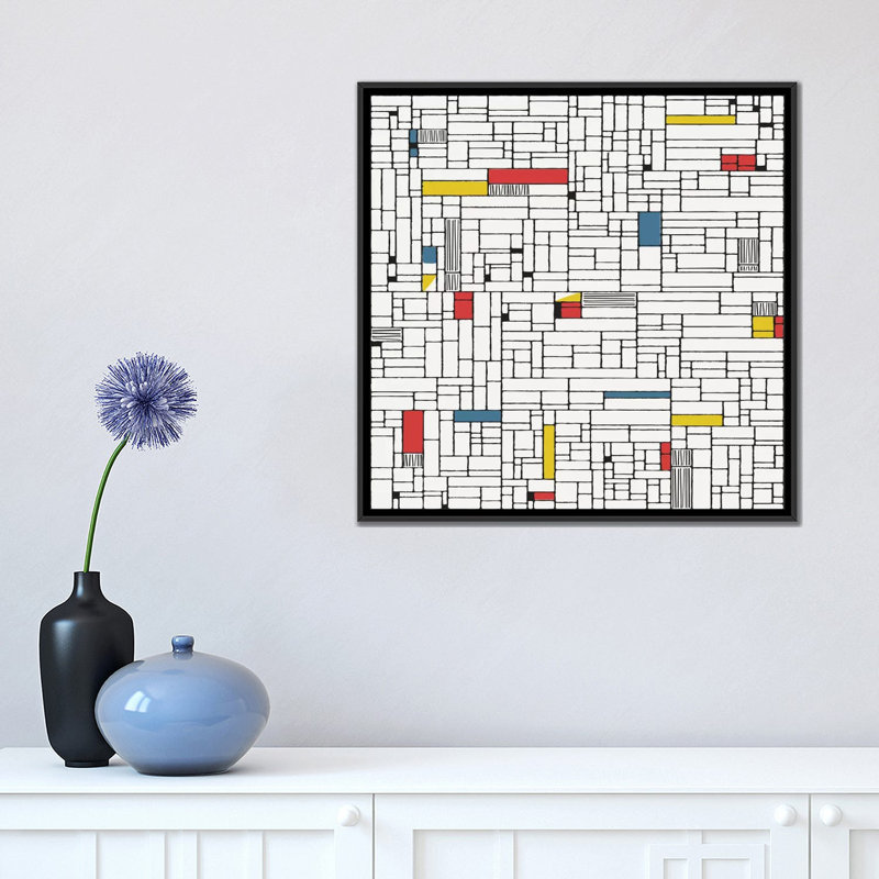 « computer grid », impression sur toile, H 18 po x l 18 po x P 1,5 po, Toile avec cadre noir, Pas de tapis