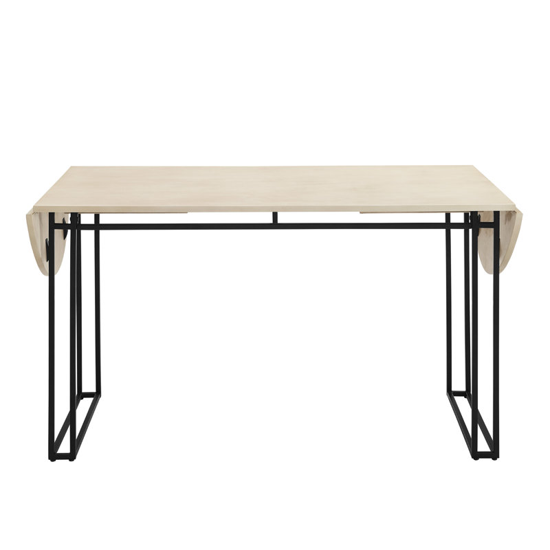 Coreyana Extendable Metal Base Dining Table, Birch