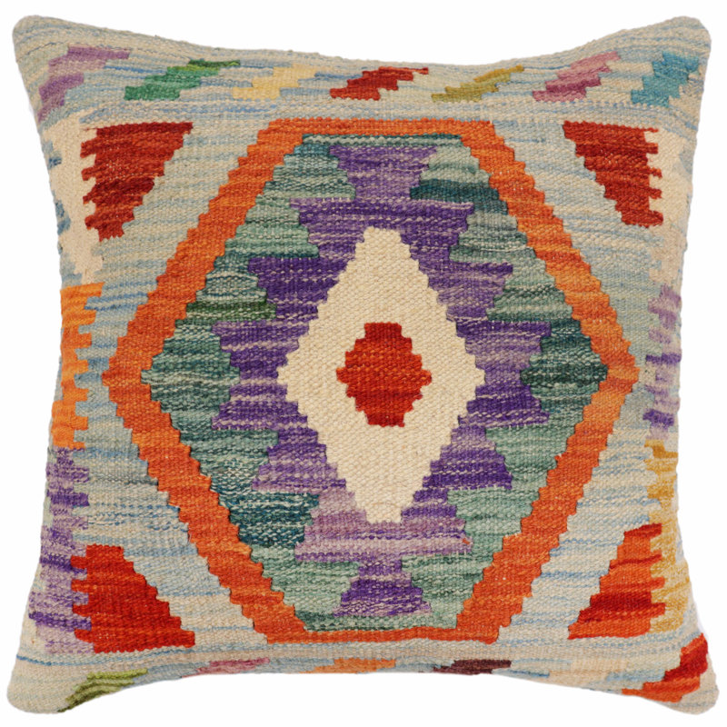 Coussin rustique tissé à la main kilim Rustic Vargas - 17 po x 18 po