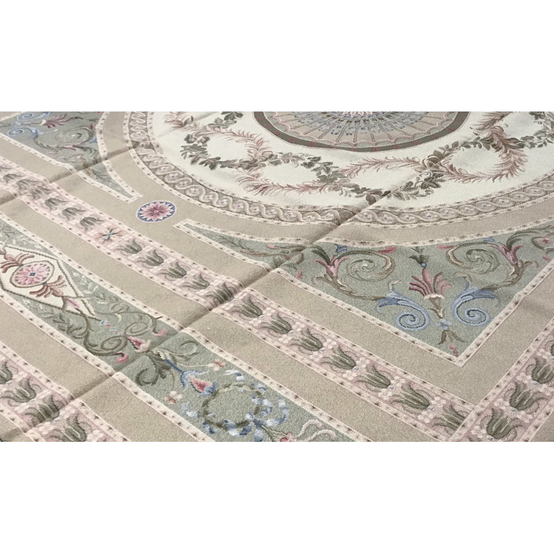 Tapis ivoire et beige noué à la main de haute qualité