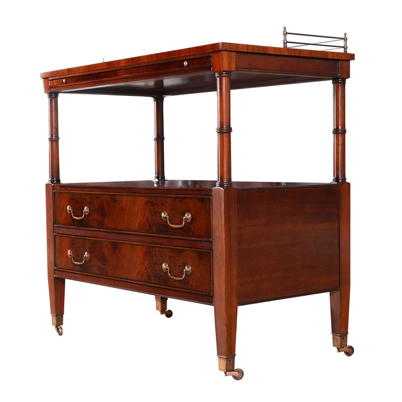 Desserte large en bois d’acajou à 2 tiroirs 37" Kleist