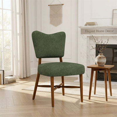 Set of 2 Mid-Century Modern Dining Chairs with Solid Wood Frame