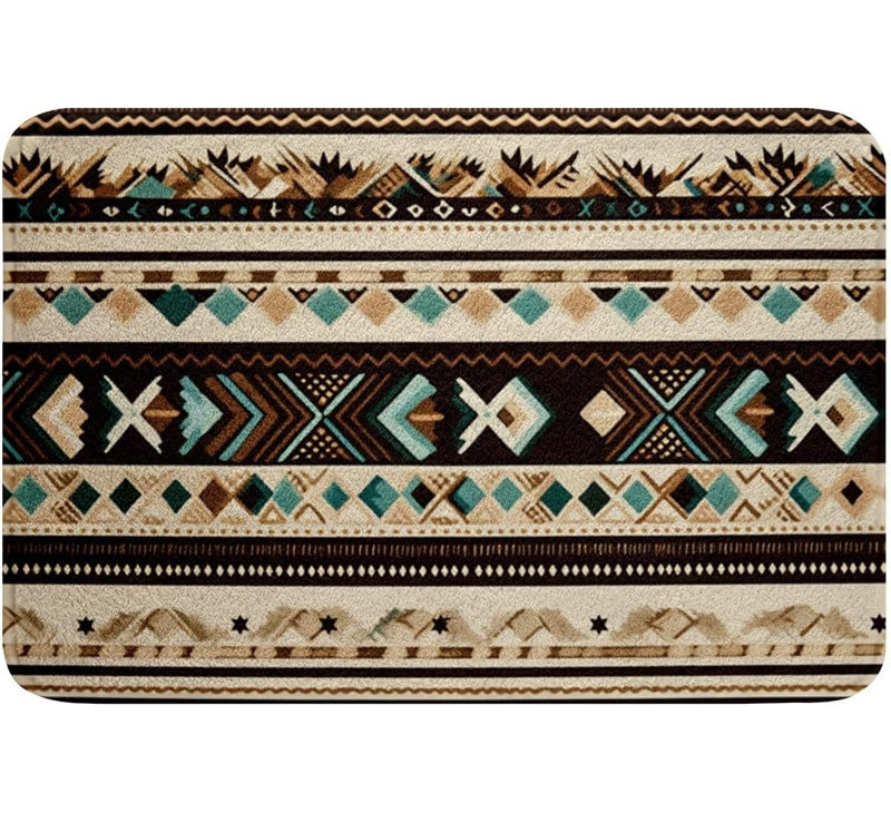 Tapis de salle de bain rayé Boho 16 po x 24 po Western Decor