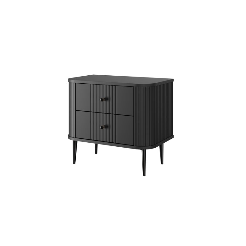 Dayzee 56cm W Manufactured Wood Bedside Table, Black, Black, Black/Black