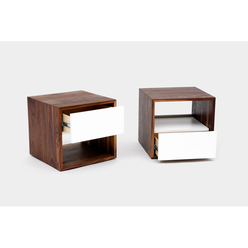 THN 1 - Drawer Solid Wood Nightstand, Top, White