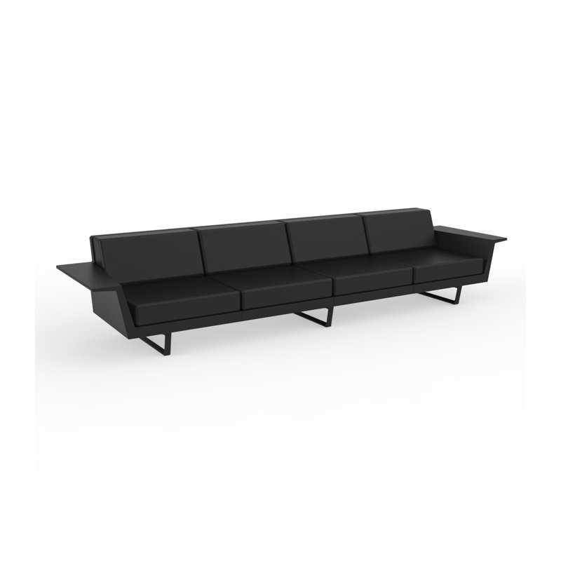 Canapé 4 places l 140,25 po Delta, Polyester noir, Noir de base