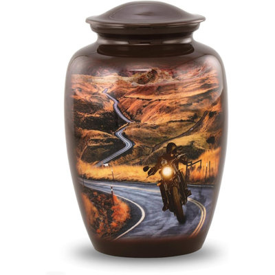 Urne de moto - Urne de crémation de moto pleine grandeur - Urnes de route vers le ciel pour hommes et femmes - Urnes funéraires et commémoratives pour cendres jusqu'à 210 lb
