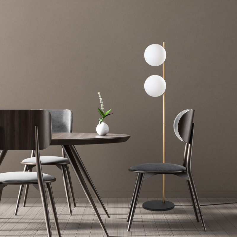 Glamorous Floor Lamp with Metal Body, Gold Finish, 11.8 x 11.8 x 61.0 inches | Base Plate: Ø11.8 x 0.8 inches | 250 cm Cable Length, On/Off Switch | Fits E27 Bulbs (Max 40W) | Elegant Lighting for Living Room & Bedroom