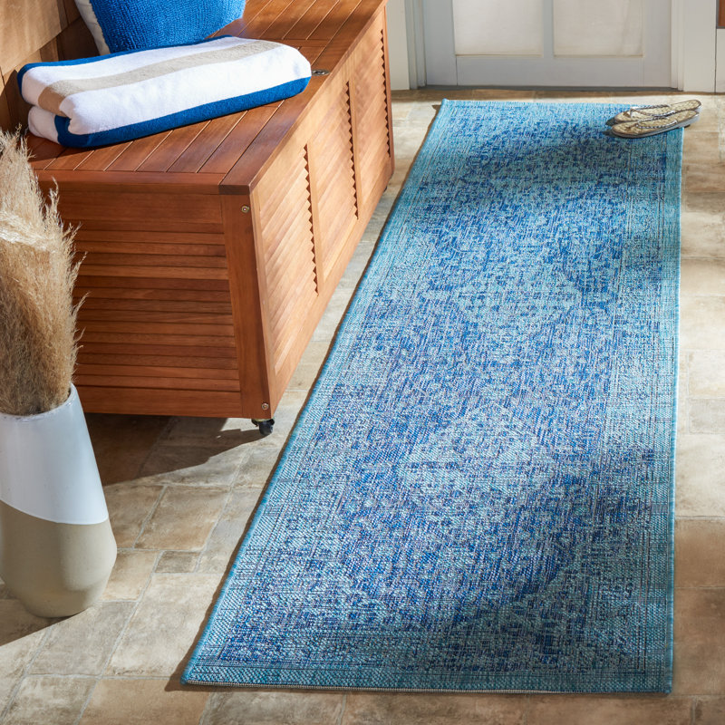 Susanne Oriental Blue Indoor/Outdoor Area Rug, Runner 2'3" x 8'
