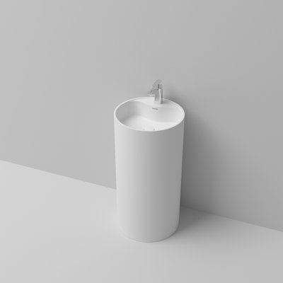 Lavabo sur pied de salle de bain de style contemporain en surface solide 66s - 08, profondeur 46,1 cm, hauteur 92,3 cm, résistant aux égratignures, idéal pour les salles de bain d'hôtel, résistant aux taches et installation rapide