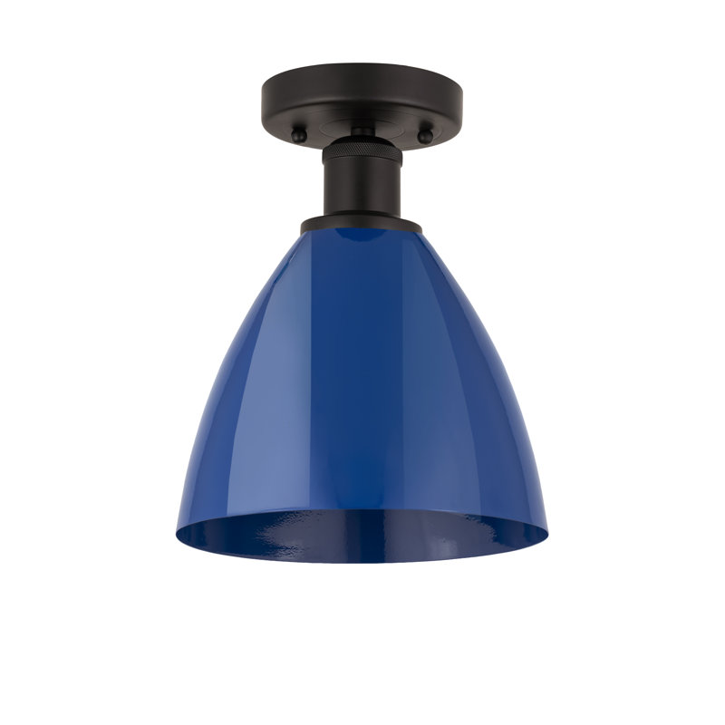 Plafonnier semi-encastré Amylee, Bleu, Bronze huilé, H 9,63 po x l 7,5 po x P 7,5 po