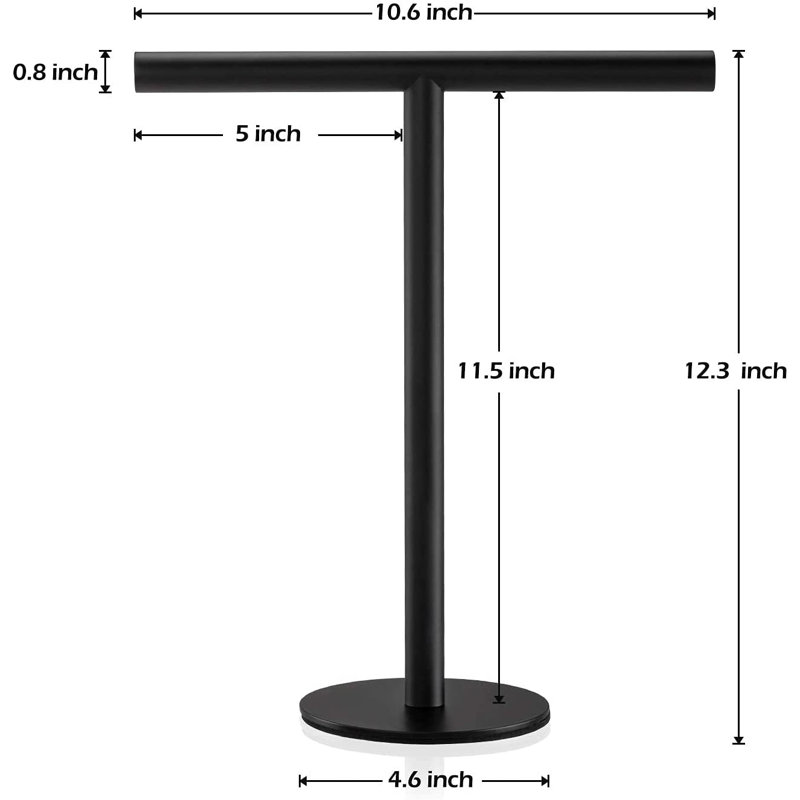 Porte-serviettes de table en forme de T en acier inoxydable noir mat, porte-serviettes de comptoir autoportant moderne avec base antidérapante et finition antirouille