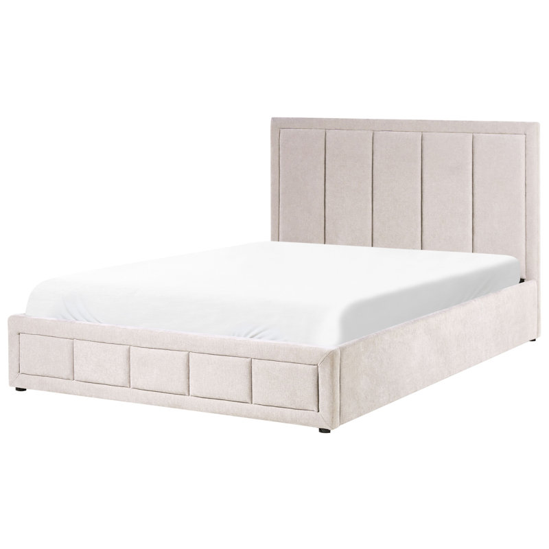 Upholstered Ottoman Storage Bed, Beige, Kingsize (160 x 200 cm)