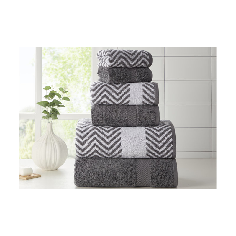 Ensemble de serviettes 6 pièces Kathy Ireland, Gris anthracite