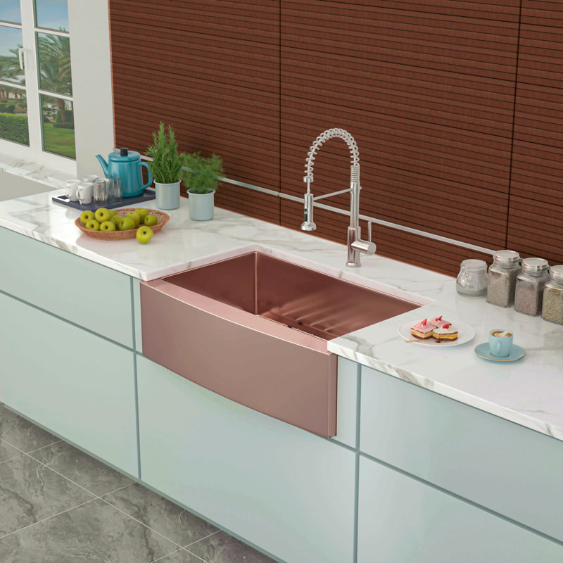 Évier de cuisine 30 en or rose - 30 po en acier inoxydable