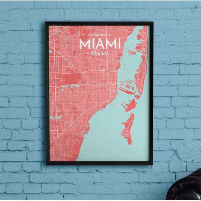 Miami City Map - impression d'art graphique