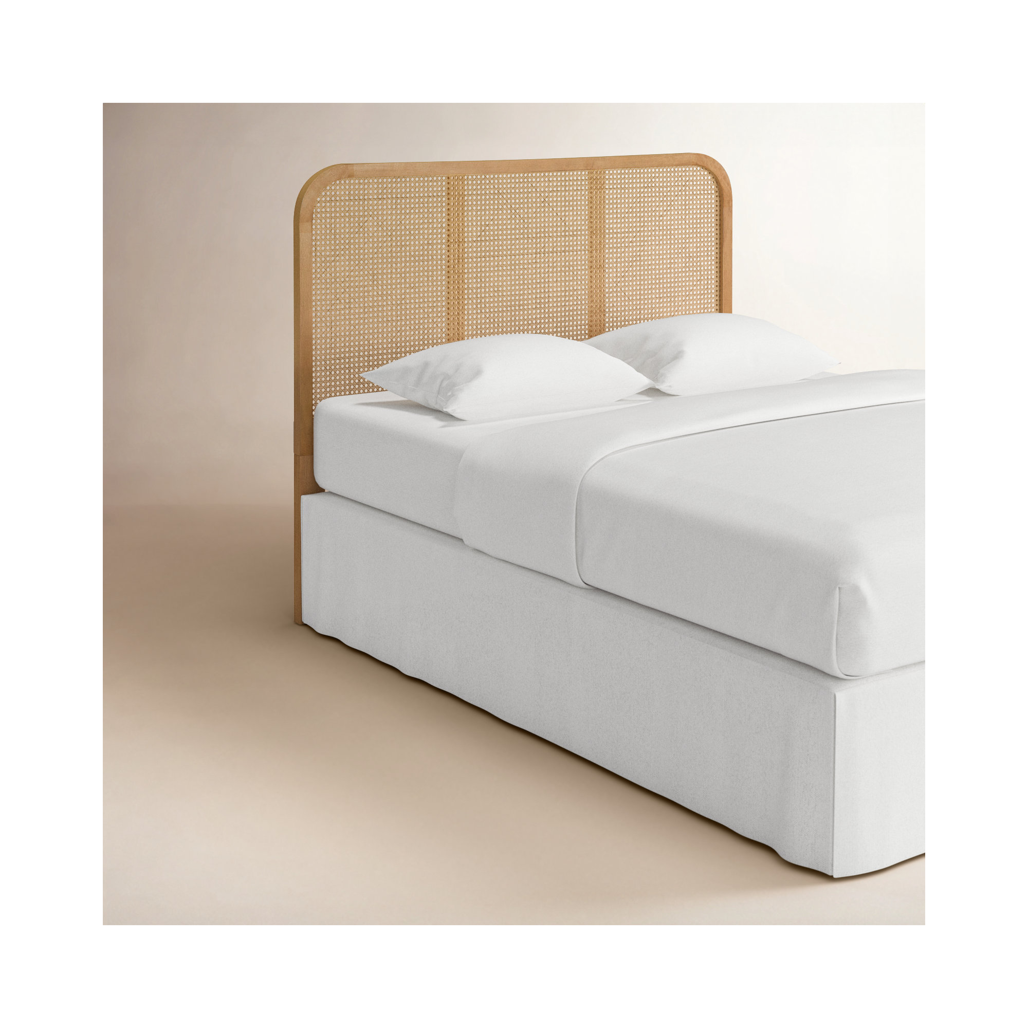 Boone Solid Wood and Cane Headboard, Queen, Natural