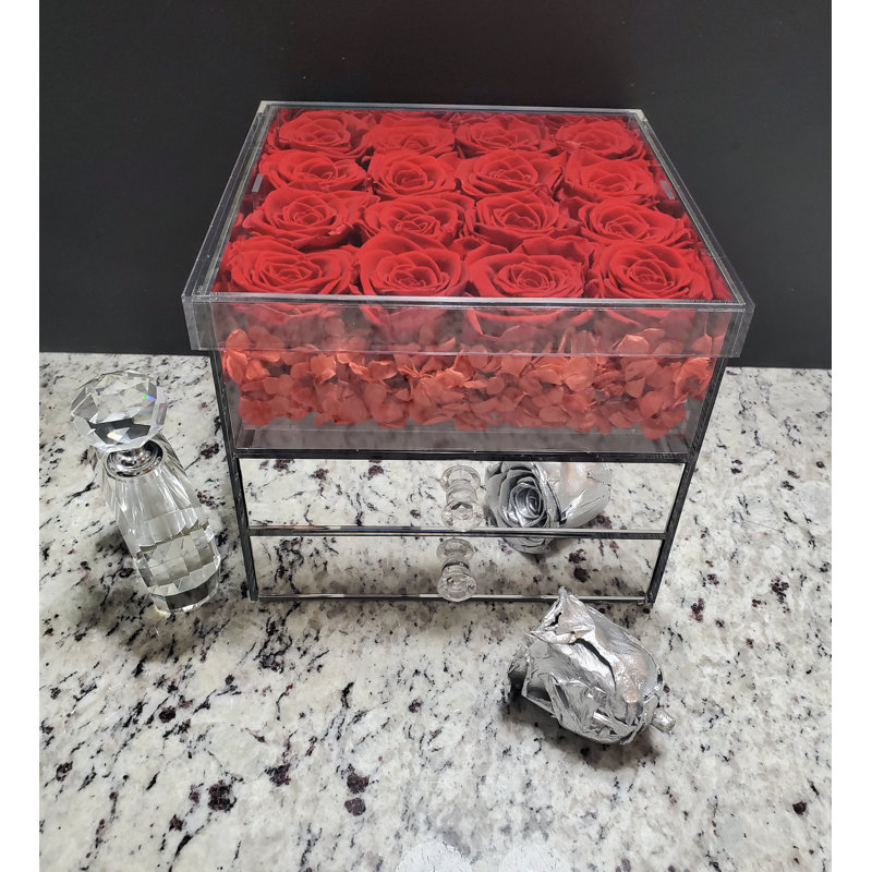 Preserved Rose Mirror Acrylic Box