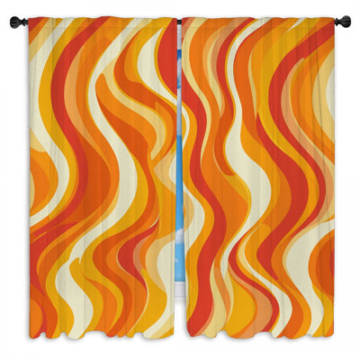 Abstract Waves Window Curtains  Art Modern Drapes - 2 Panels