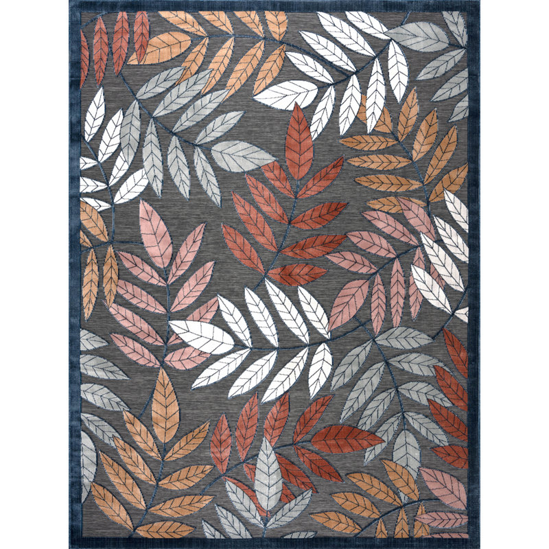 Gilda Transitional Floral Area Rug Border, Rectangle 3'10'' x 5'3''