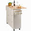 Chariot pour îlot de cuisine avec plateau en bois massif, chariots mobiles d'une largeur de 45,3 po avec armoire de rangement, table de cuisine roulante avec support à épices, porte-serviettes, abattant et tiroir, îlots portatifs sur roulettes, blanc