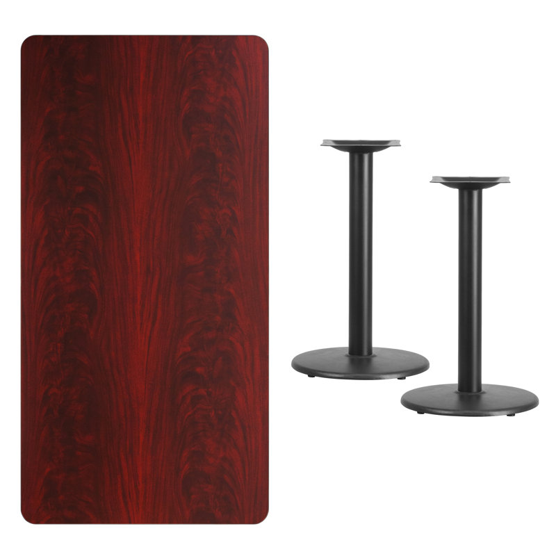 Stephine 30'' x 60'' Rectangular Laminate Table Top with 18'' Round Table Height Bases, Mahogany