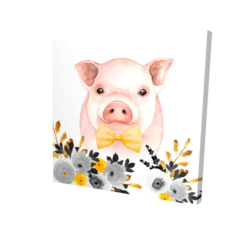 Chic cochon jaune, toile de ferme, décor de chambre à coucher