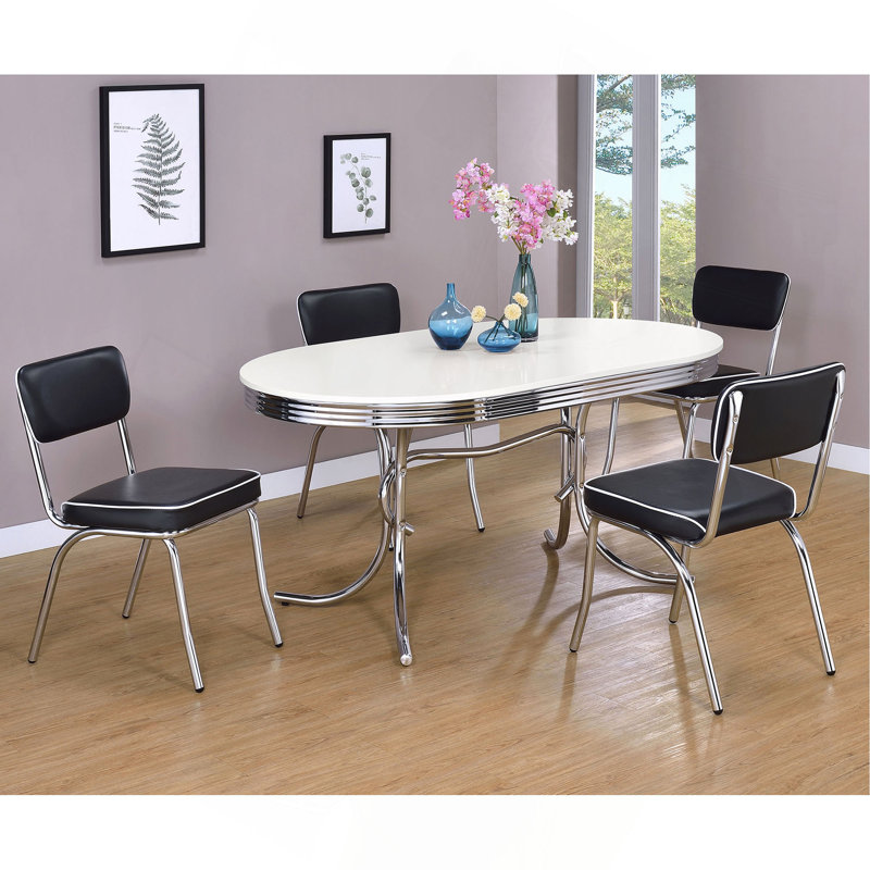 Oval Dining Table Set, Black