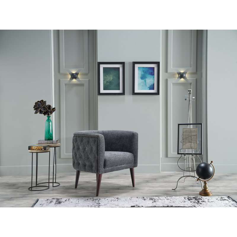 29'' Wide Barrel Chair, Gray