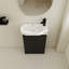 Meuble-lavabo autoportant de 58 cm (23 po). Design moderne et compact. Charnières de porte à fermeture douce. Espace de rangement suffisant. Couleur châtaigne noire. Meuble-lavabo facile à nettoyer, autoportant, châtaigne, portes, spacieux