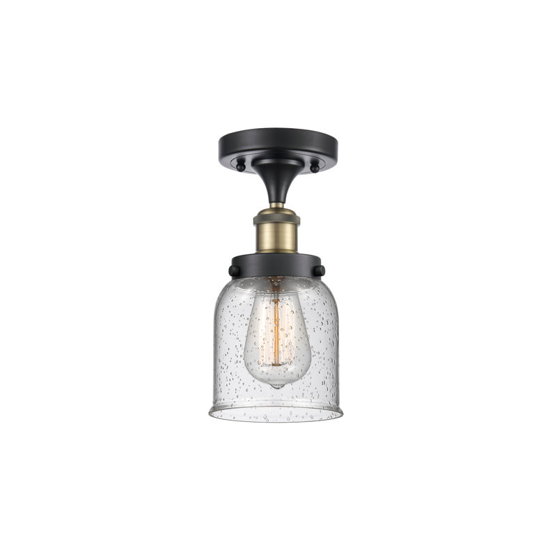 Plafonnier semi-encastré 1 lumière Analily, Noir / laiton antique, H 11 po x l 5 po x P 5 po, Ampoule non incluse